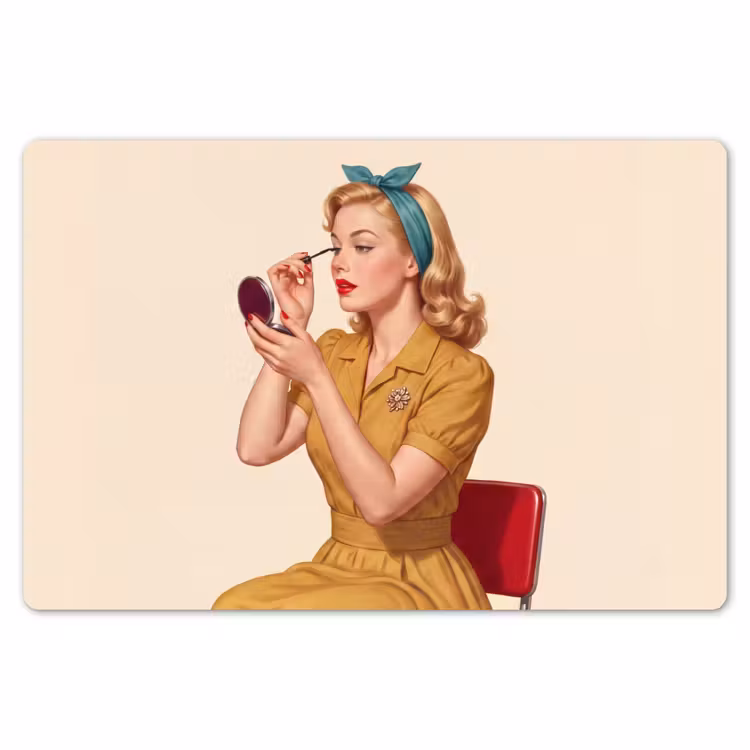 Illustratie - Mascara - Vrouw - Geel Placemat vinyl groot -zzsfeer1_Kitchenyeah-website