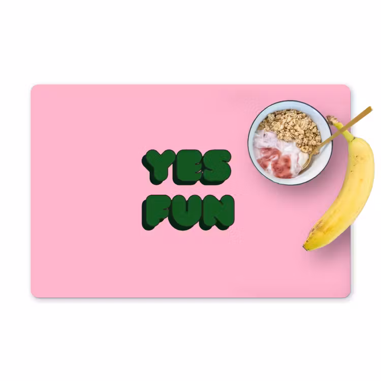 Yes fun - Groen - Roze Placemat vinyl groot -zzzproduct_Kitchenyeah-website