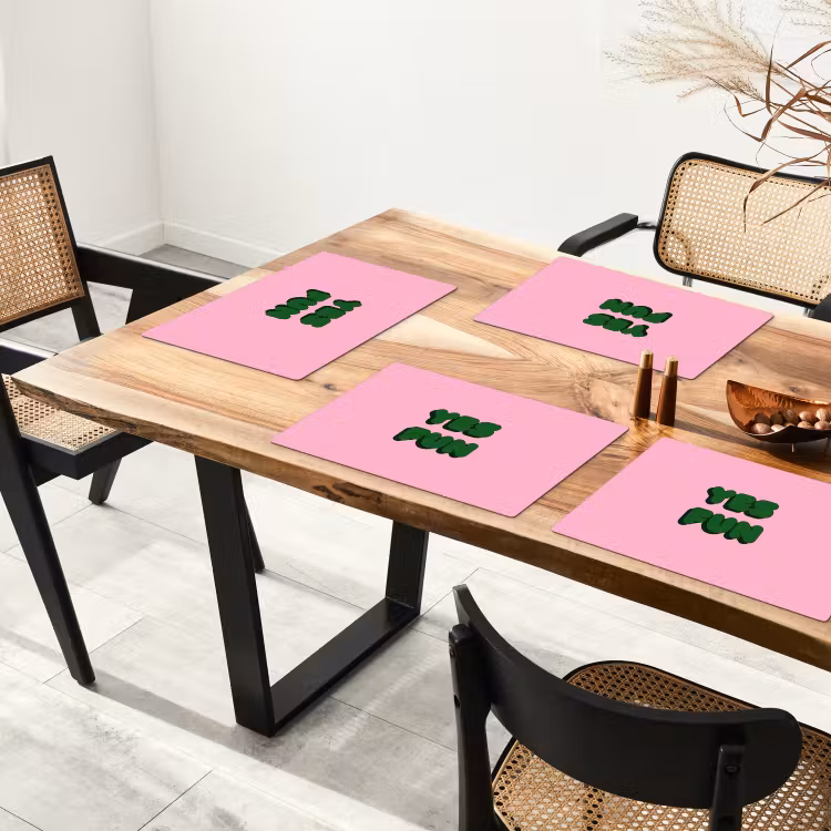 Yes fun - Groen - Roze Placemat vinyl groot -zzsfeer4_Kitchenyeah-website
