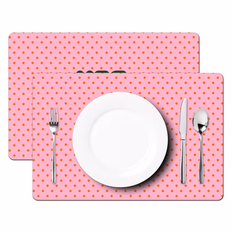 Yes fun - Groen - Roze - Stippen Placemat vinyl groot -zzsfeer2_Kitchenyeah-website