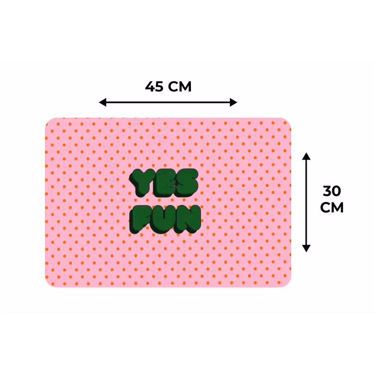 Yes fun - Groen - Roze - Stippen Placemat vinyl groot -specs