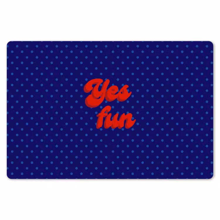 Yes fun - Rood - Blauw - Stippen Placemat vinyl groot -zzsfeer1_Kitchenyeah-website