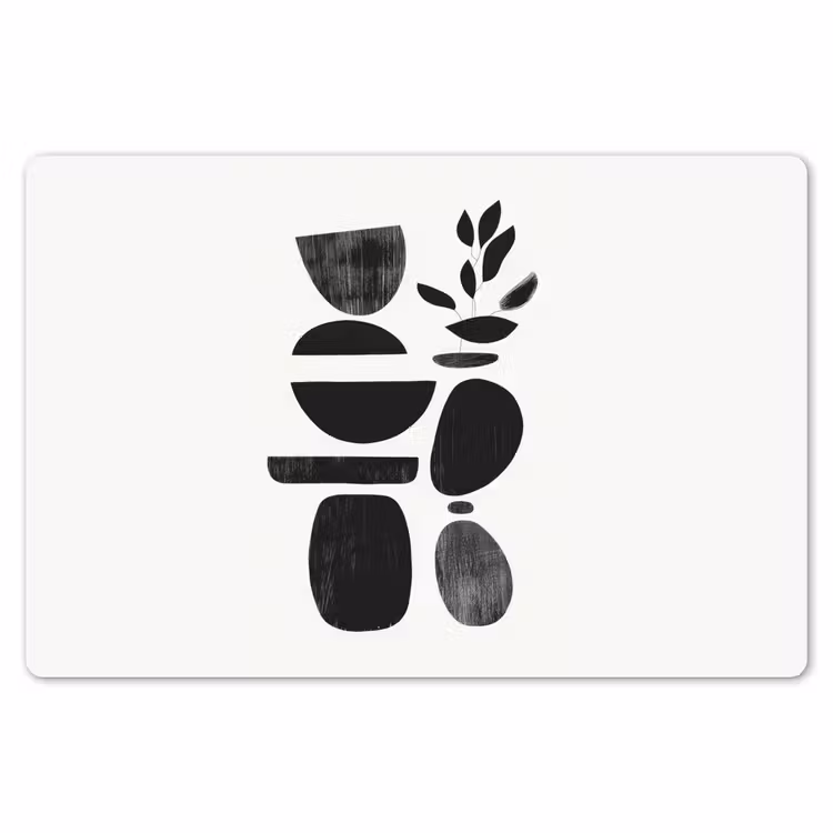 Japandi - Zwart - Abstract Placemat vinyl groot -zzsfeer1_Kitchenyeah-website
