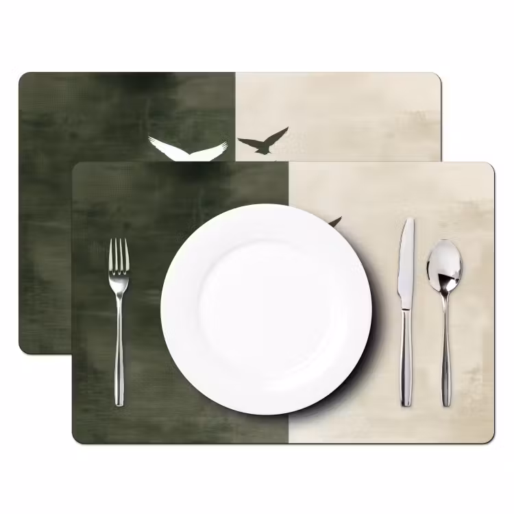 Japandi - Vogel - Groen Placemat vinyl groot -zzsfeer2_Kitchenyeah-website