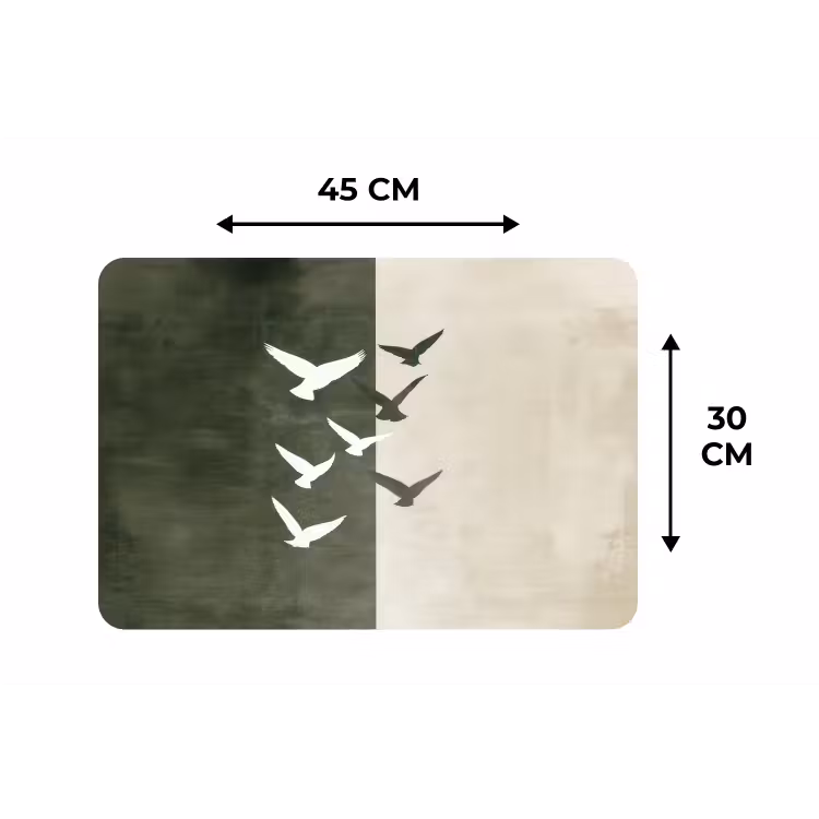 Japandi - Vogel - Groen Placemat vinyl groot -specs