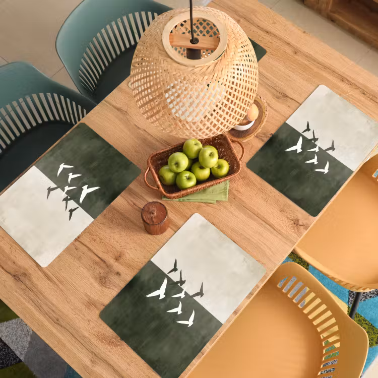 Japandi - Vogel - Groen Placemat vinyl groot -zzsfeer5_Kitchenyeah-website