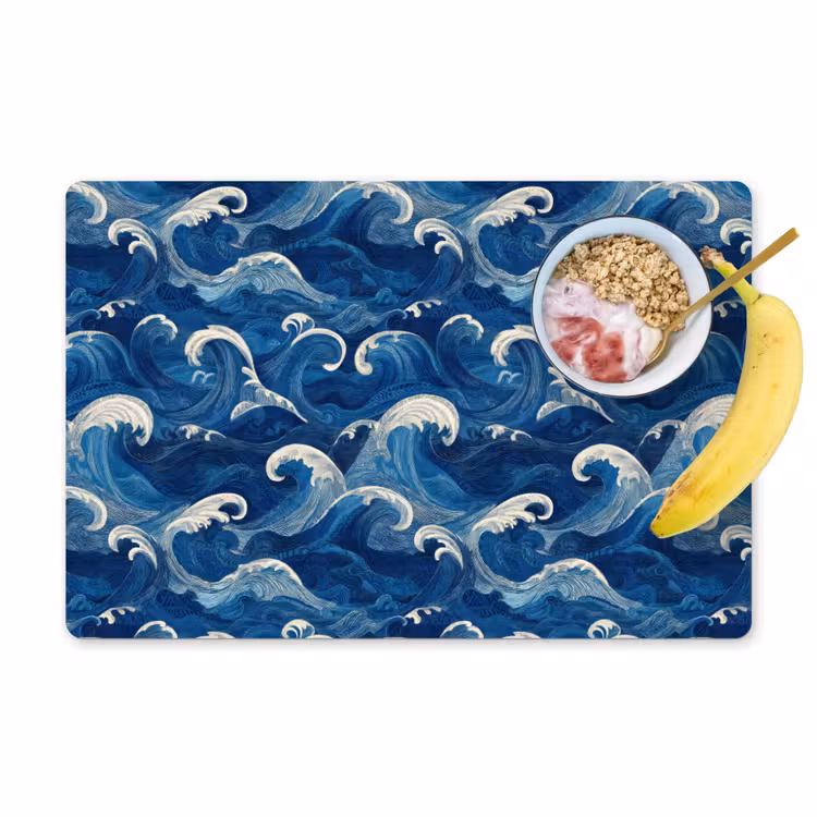 Japans - Oceaan - Golven - Blauw Placemat vinyl groot 368 -zzzproduct_Kitchenyeah-website