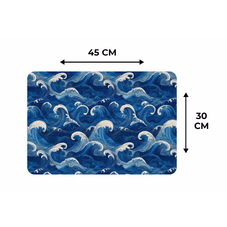Japans - Oceaan - Golven - Blauw Placemat vinyl groot 368 -specs