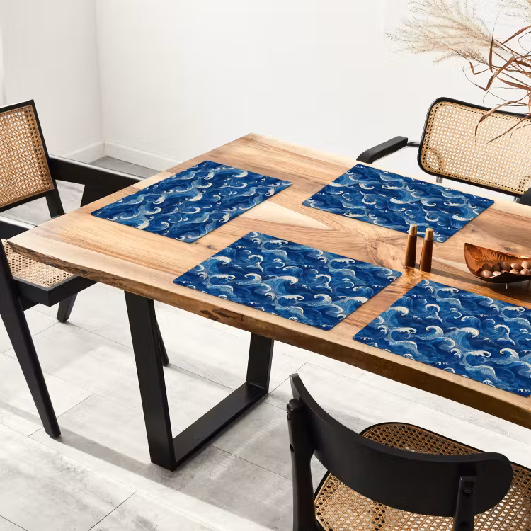 Japans - Oceaan - Golven - Blauw Placemat vinyl groot 368 -zzsfeer4_Kitchenyeah-website