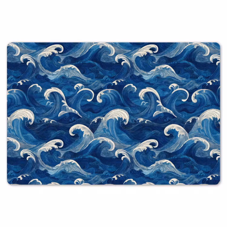 Japans - Oceaan - Golven - Blauw Placemat vinyl groot 368 -zzsfeer1_Kitchenyeah-website