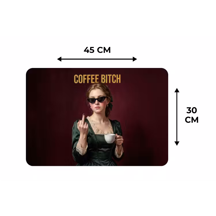 Koffie - Vrouw - Middelvinger Placemat vinyl groot -specs