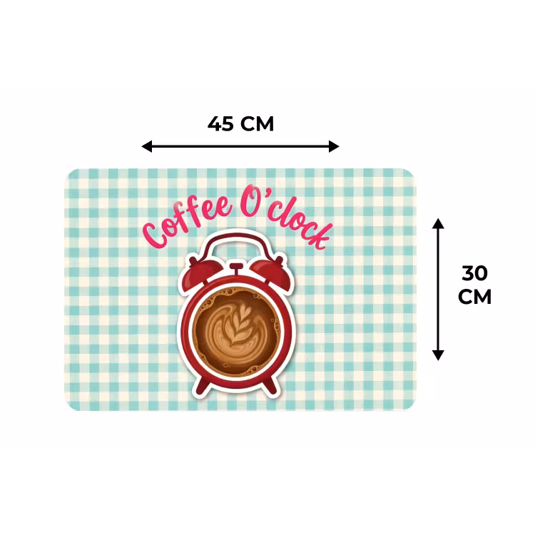 Koffie - Klok - Groen Placemat vinyl groot -specs