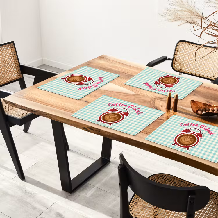 Koffie - Klok - Groen Placemat vinyl groot -zzsfeer4_Kitchenyeah-website