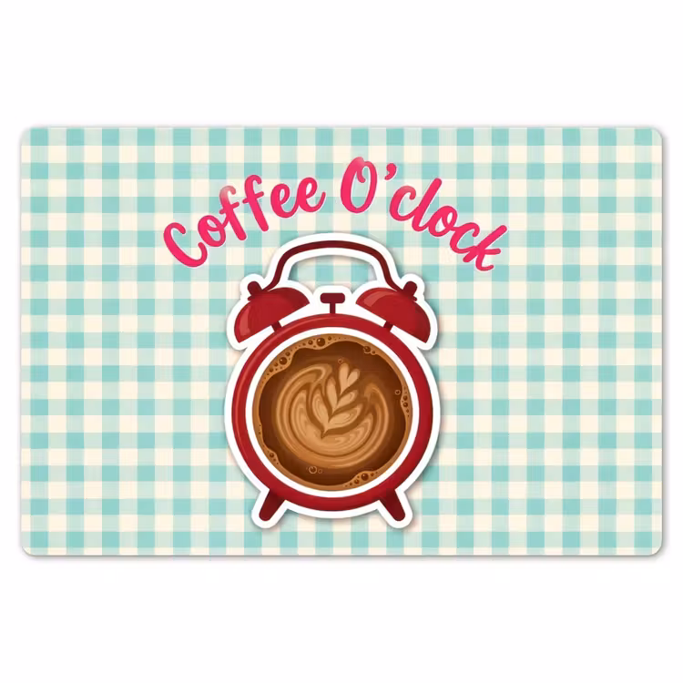 Koffie - Klok - Groen Placemat vinyl groot -zzsfeer1_Kitchenyeah-website