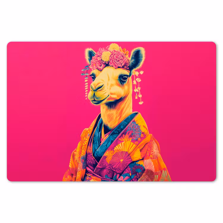 Kameel - Bloemen - Kimono - Waaiers Placemat vinyl groot -zzsfeer1_Kitchenyeah-website