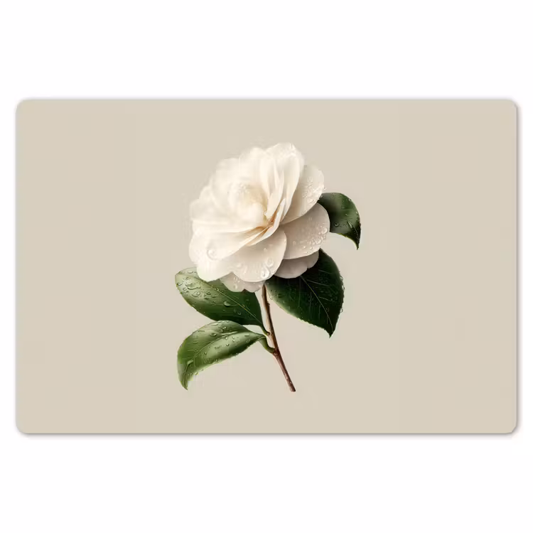 Cameliabloem - Wit - Groen Placemat vinyl groot -zzsfeer1_Kitchenyeah-website