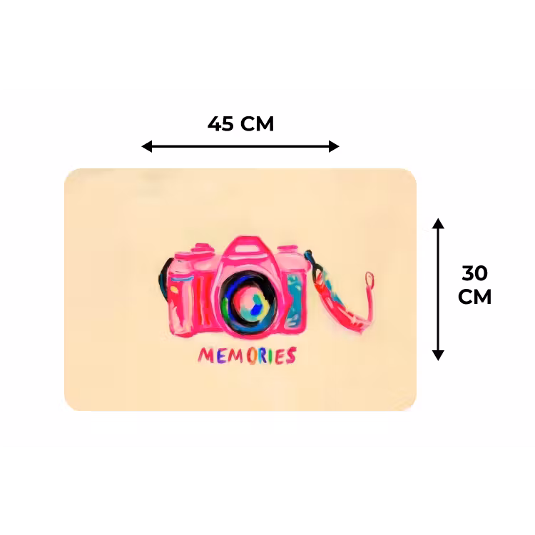 Camera - Memories - Roze - Geschilderd Placemat vinyl groot -specs