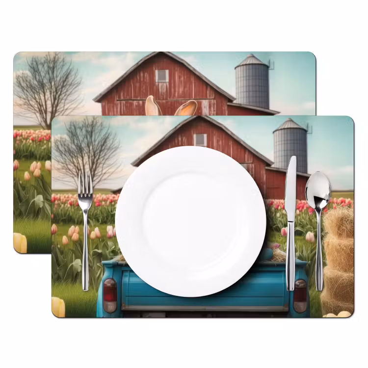Konijn - Boerderij - Eieren Placemat vinyl groot -zzsfeer2_Kitchenyeah-website
