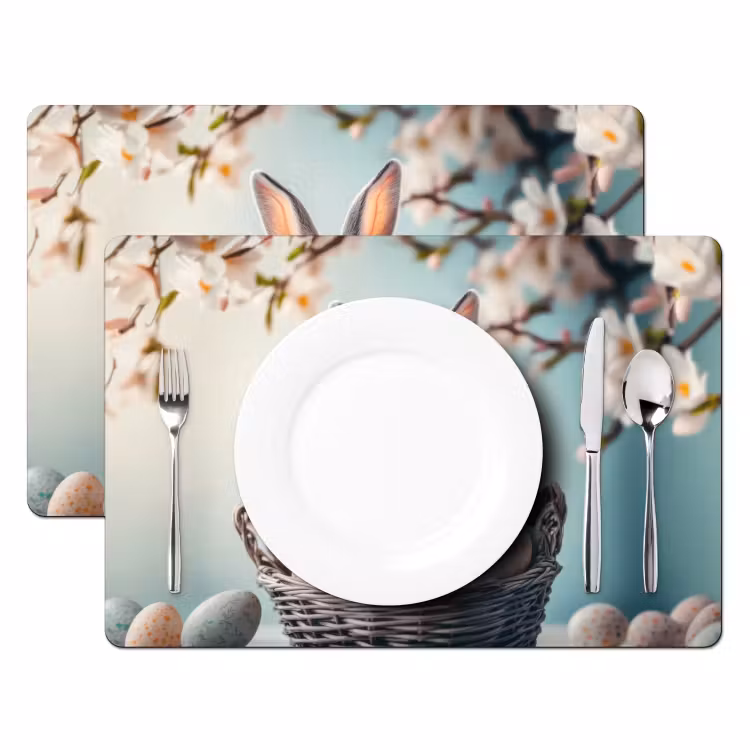Konijn - Eieren - Mand Placemat vinyl groot -zzsfeer2_Kitchenyeah-website