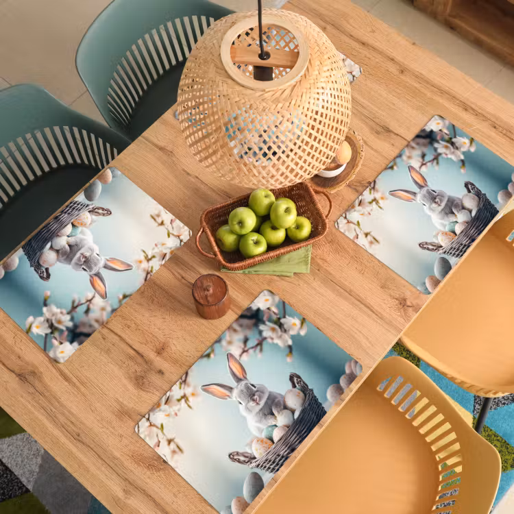 Konijn - Eieren - Mand Placemat vinyl groot -zzsfeer5_Kitchenyeah-website