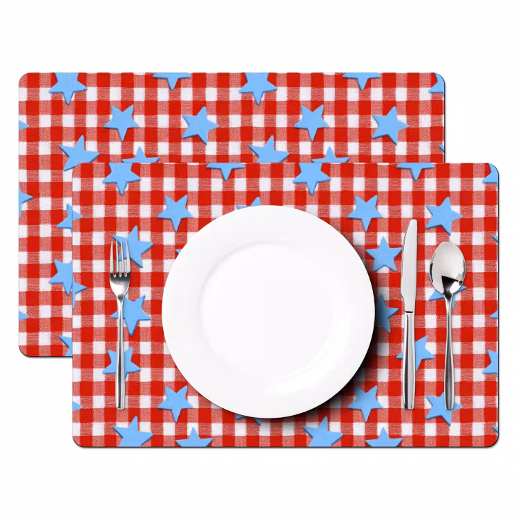 Ruit - Sterren - Rood Placemat vinyl groot 368 -zzsfeer2_Kitchenyeah-website