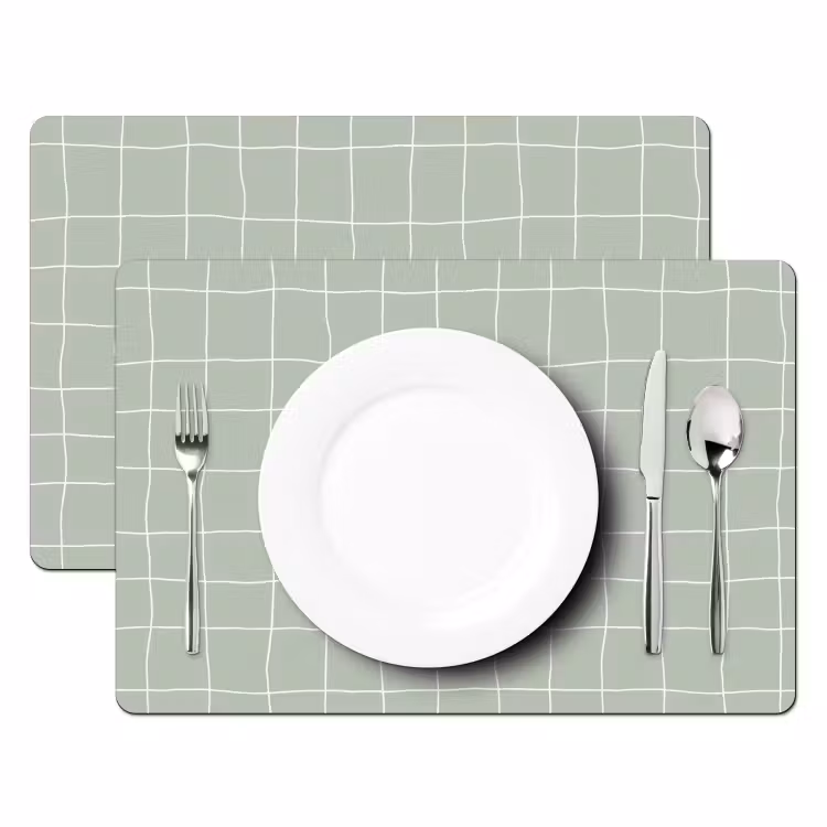 Ruitpatroon - Golvend - Groen Placemat vinyl groot 368 -zzsfeer2_Kitchenyeah-website