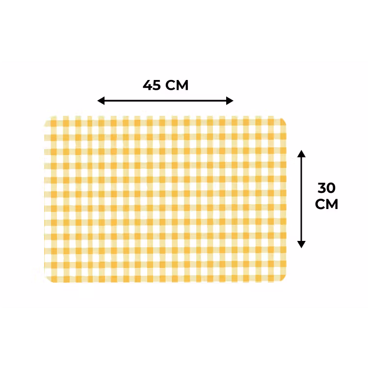 Ruit - Gingham - Klassiek - Geel en Wit Placemat vinyl groot 368 -specs
