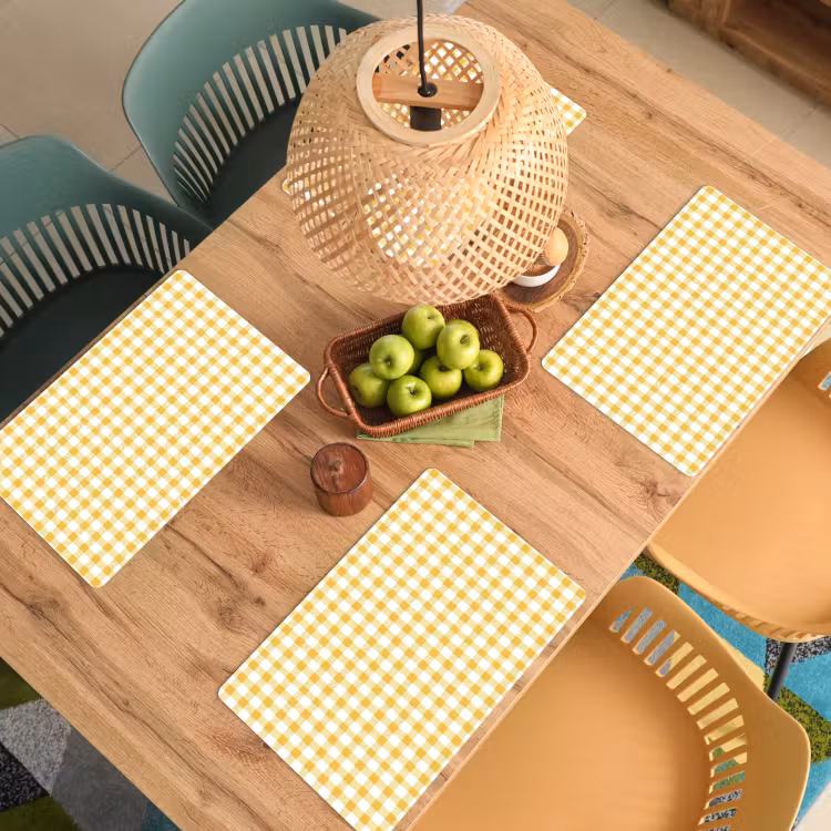 Ruit - Gingham - Klassiek - Geel en Wit Placemat vinyl groot 368 -zzsfeer5_Kitchenyeah-website