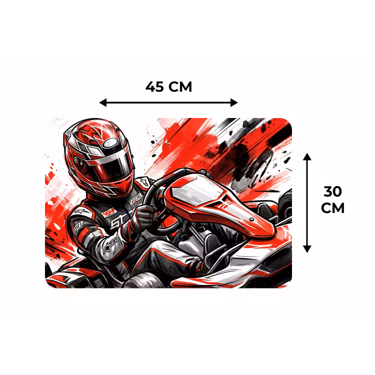 Kart - Coureur - Snelheid - Rood Placemat vinyl groot -specs