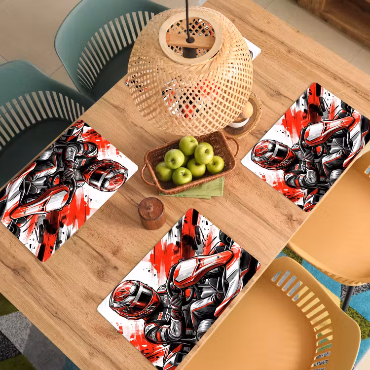 Kart - Coureur - Snelheid - Rood Placemat vinyl groot -zzsfeer5_Kitchenyeah-website