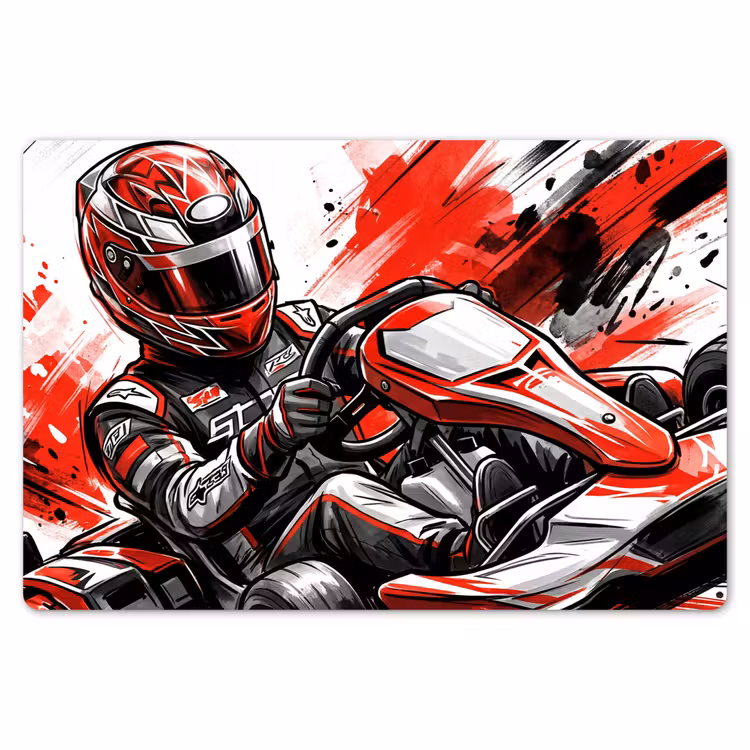 Kart - Coureur - Snelheid - Rood Placemat vinyl groot -zzsfeer1_Kitchenyeah-website
