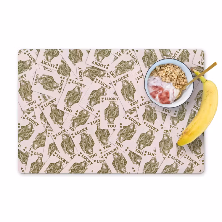 Kaarten - Koningin - Patroon - Groen - Spel Placemat vinyl groot -zzzproduct_Kitchenyeah-website