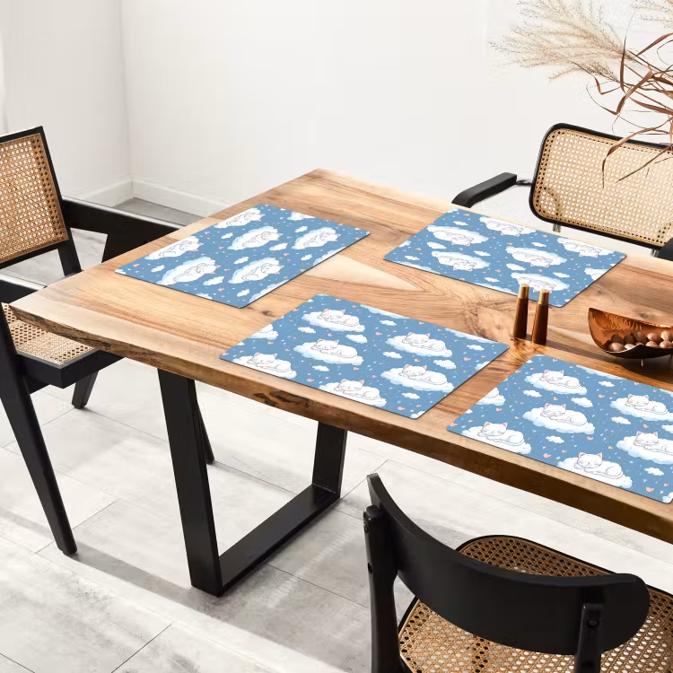 Kitten - Wolken - Blauw Placemat vinyl groot 368 -zzsfeer4_Kitchenyeah-website