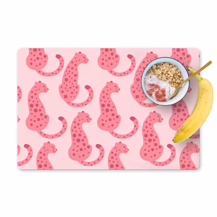 Kat - Gevlekt - Dieren - Patroon - Roze Placemat vinyl groot -zzzproduct_Kitchenyeah-website