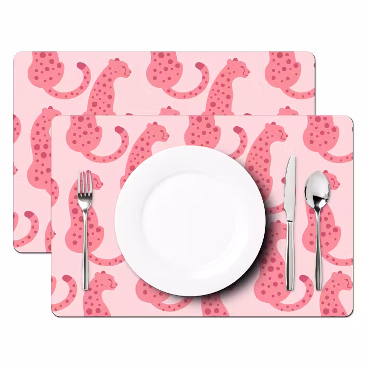 Kat - Gevlekt - Dieren - Patroon - Roze Placemat vinyl groot -zzsfeer2_Kitchenyeah-website