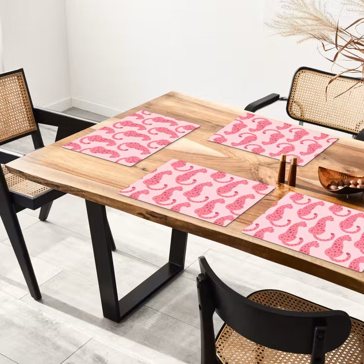 Kat - Gevlekt - Dieren - Patroon - Roze Placemat vinyl groot -zzsfeer4_Kitchenyeah-website