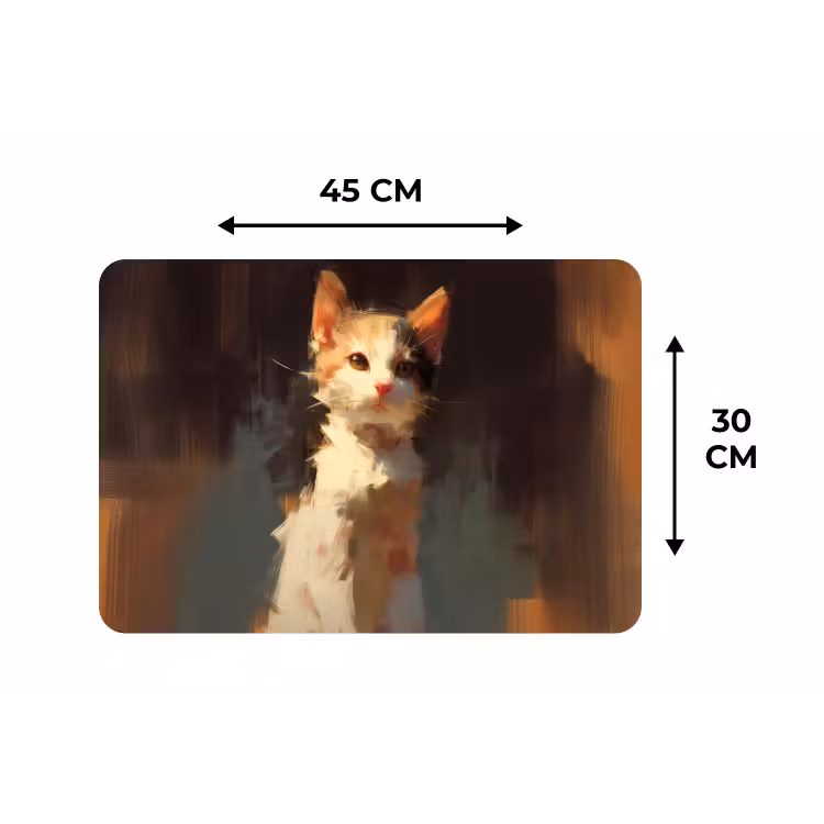 Kat - Geschilderd - Artistiek - Wit Placemat vinyl groot -specs