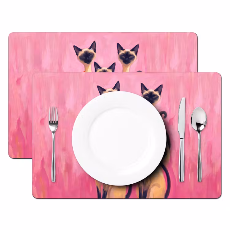 Kat - Groep - Dieren - Modern - Roze Placemat vinyl groot -zzsfeer2_Kitchenyeah-website