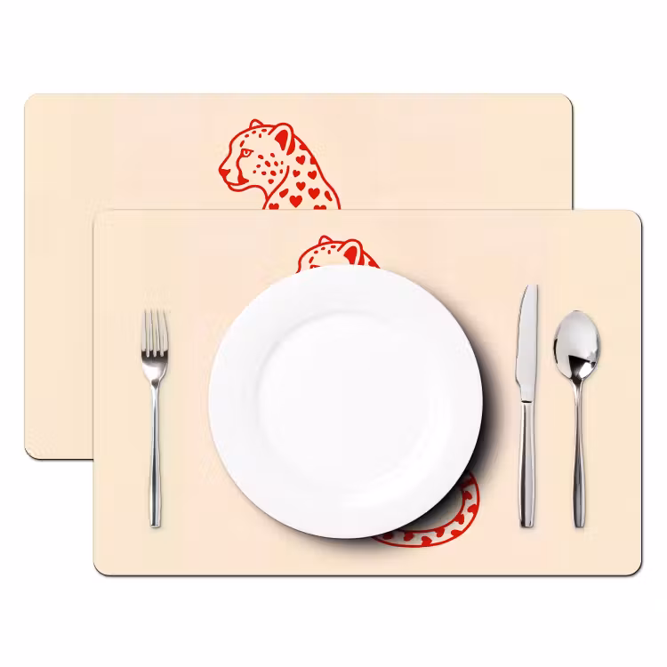 Kat - Harten - Dieren - Modern - Rood Placemat vinyl groot -zzsfeer2_Kitchenyeah-website
