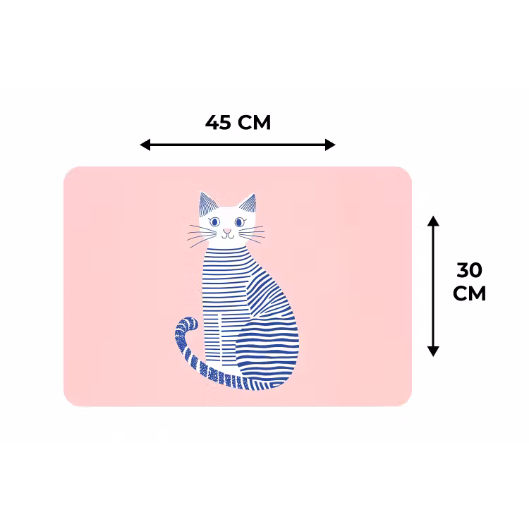 Kat - Illustratie - Minimalistisch - Roze Placemat vinyl groot -specs