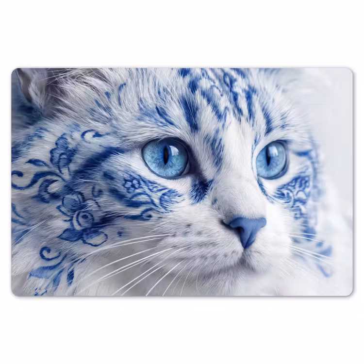 Kat - Patroon - Blauw Placemat vinyl groot -zzsfeer1_Kitchenyeah-website