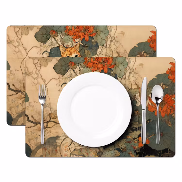 Kat - Sierlijk - Bloemen Placemat vinyl groot -zzsfeer2_Kitchenyeah-website