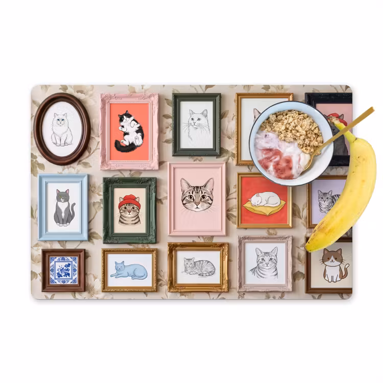 Kat - Portret - Dieren - Illustratie - Lijst Placemat vinyl groot -zzzproduct_Kitchenyeah-website