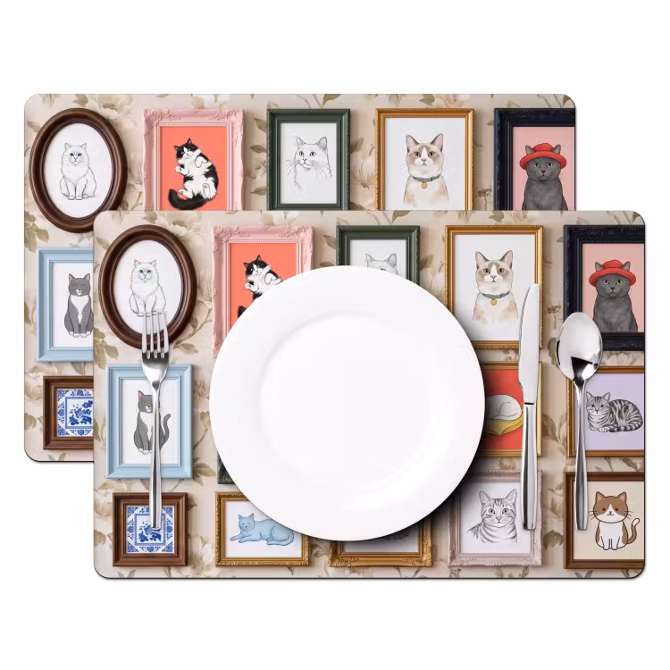 Kat - Portret - Dieren - Illustratie - Lijst Placemat vinyl groot -zzsfeer2_Kitchenyeah-website