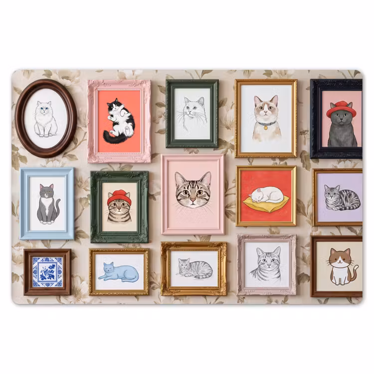 Kat - Portret - Dieren - Illustratie - Lijst Placemat vinyl groot -zzsfeer1_Kitchenyeah-website
