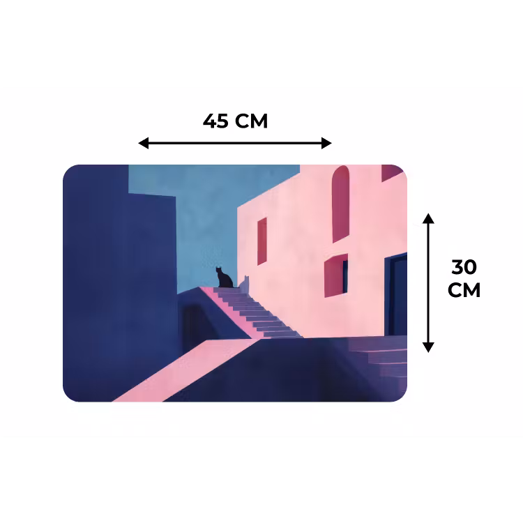 Kat - Trap - Gebouwen - Schaduwcontrasten Placemat vinyl groot -specs