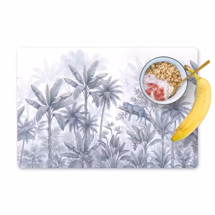 Kat - Tropisch bos - Modern - Grijs Placemat vinyl groot -zzzproduct_Kitchenyeah-website