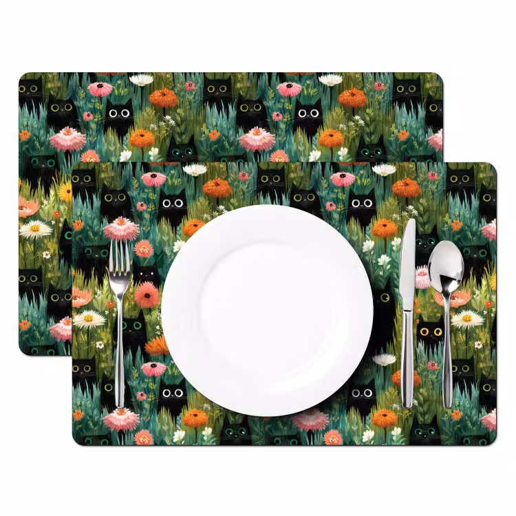 Katten - Bloemen - Kleurrijk Placemat vinyl groot 368 -zzsfeer2_Kitchenyeah-website