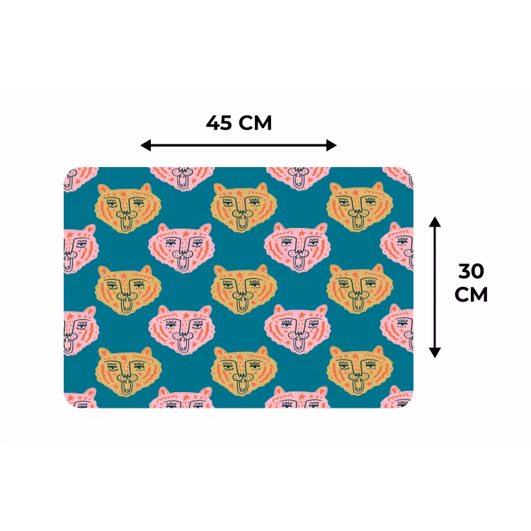 Kattengezichten - Sterren - Turquoise Placemat vinyl groot 368 -specs