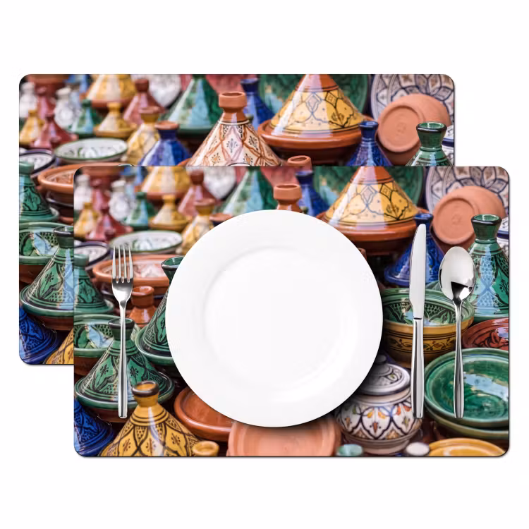 Tischset - 6 Stück - Keramik – Bunt – Muster - Aardewerk - Kleurrijk - Patroon Placemat vinyl groot